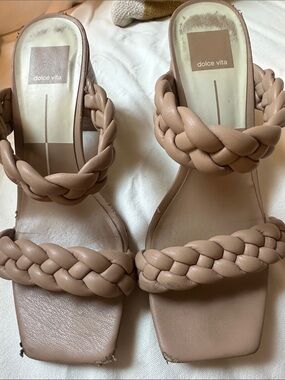 Dolce Vita Braided Nude/Tan Slide Heels